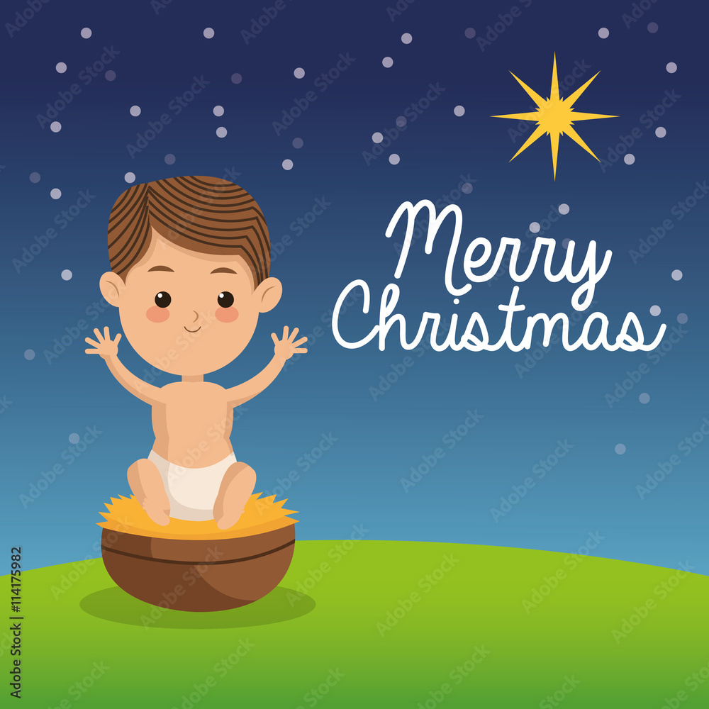 Baby Jesus icon. Merry Christmas design. Vector graphic - obrazy, fototapety, plakaty 