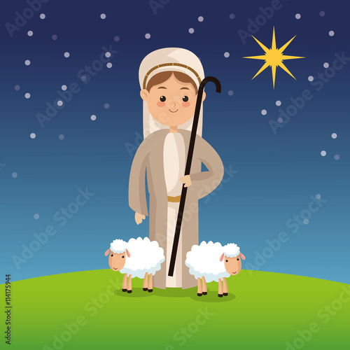 Shepherd icon. Merry Christmas design. Vector graphic