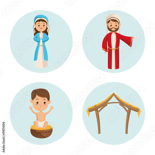 Manger icon. Merry Christmas design. Vector graphic