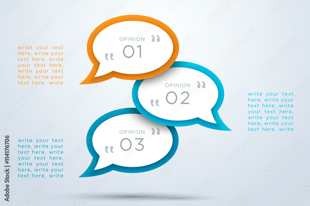 Speech Bubbles 3d Overlapping With Numbers 1 to 3 Stock Vector | Adobe ...