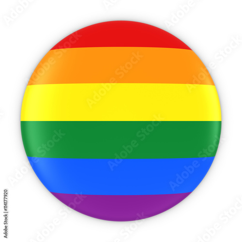Gay Pride Flag Button - Rainbow Flag Badge 3D Illustration