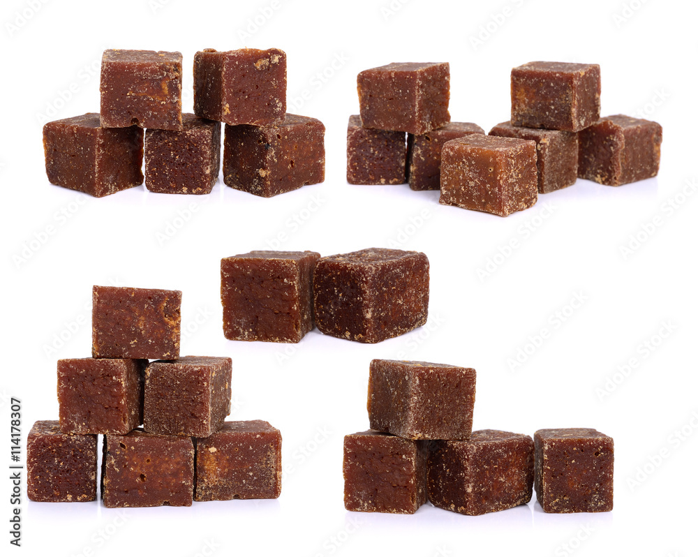 set of coconut flower sugar blocks on white background. set of coconut flower sugar blocks on white background.