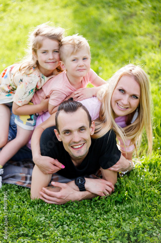 Family playing in the park