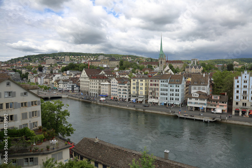 The charming architecture of the largest Swiss city of Zurich