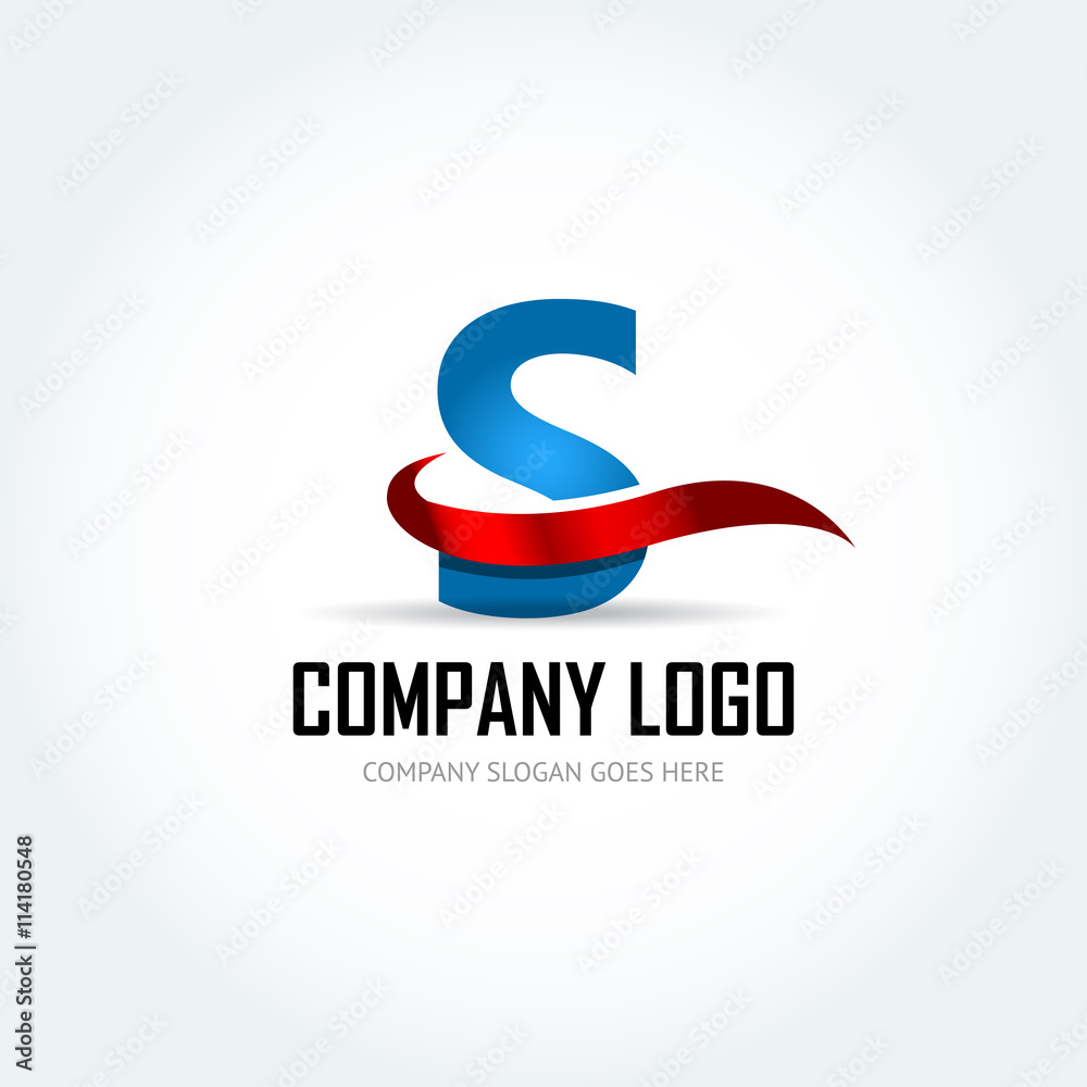 Blue Letter S with red ribbon logo icon design template elements - Illustration. Letter S logo icon design - vector sign. Isolated vector illustration. Blue Letter S with red ribbon logo icon design template elements - Illustration. Letter S logo icon design - vector sign. Isolated vector illustration.