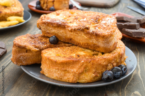homemade french toast with blueberries
