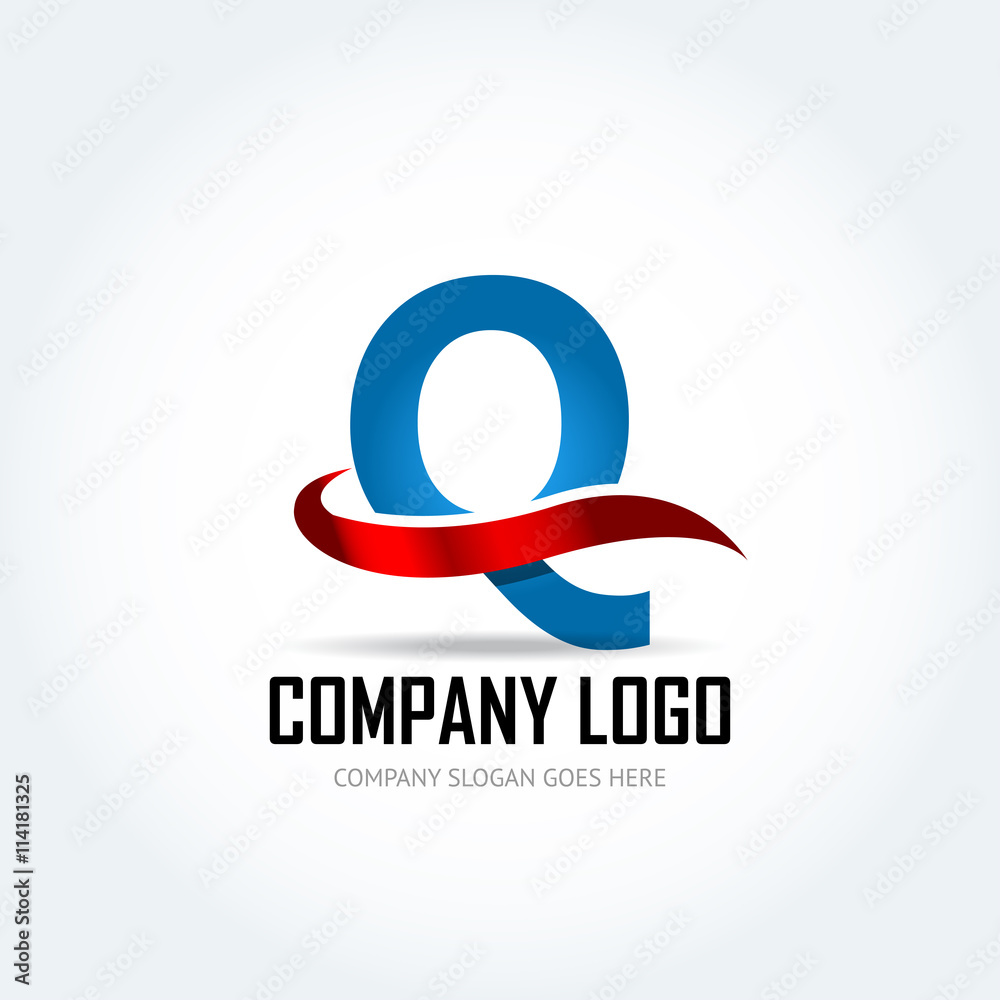 Blue Letter Q with red ribbon logo icon design template elements - Illustration. Letter Q logo icon design - vector sign. Isolated vector illustration. Blue Letter Q with red ribbon logo icon design template elements - Illustration. Letter Q logo icon design - vector sign. Isolated vector illustration.