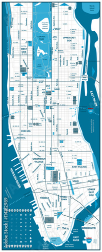 Manhattan road map and navigation icons
