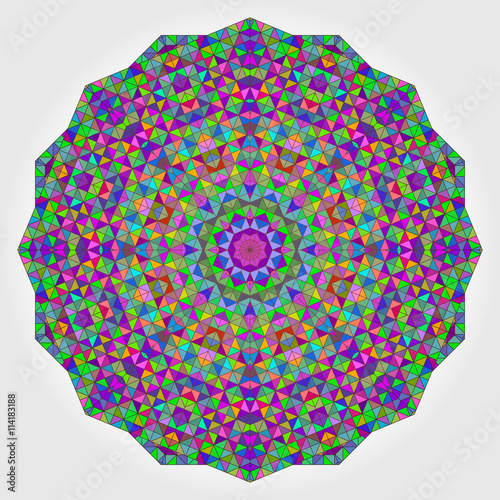 Colorful Circle Kaleidoscope Backdrop. Mosaic Abstract Flower