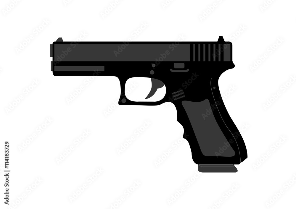 Hand gun in black on white Hand gun in black on white