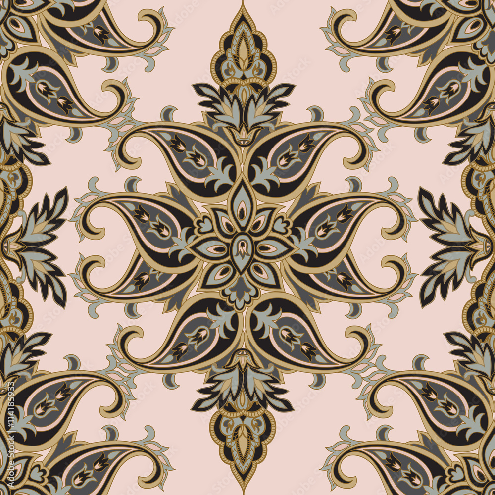Foral seamless pattern Abstract flourish oriental fractal ornament Geometric flower