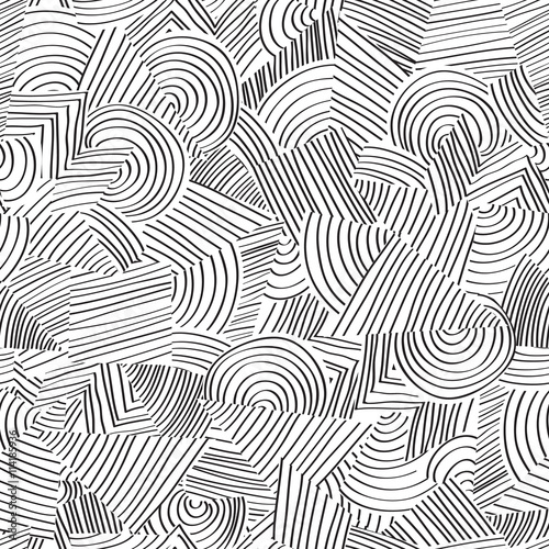Line seamless pattern. Abstract doodle geometric ornament Chaotic stripped geometric forms texture