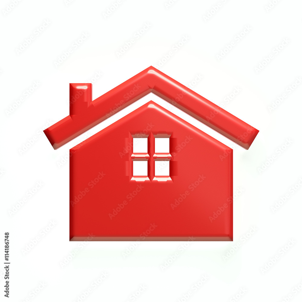 Red house logo. 3D rendering illustration Red house logo. 3D rendering illustration