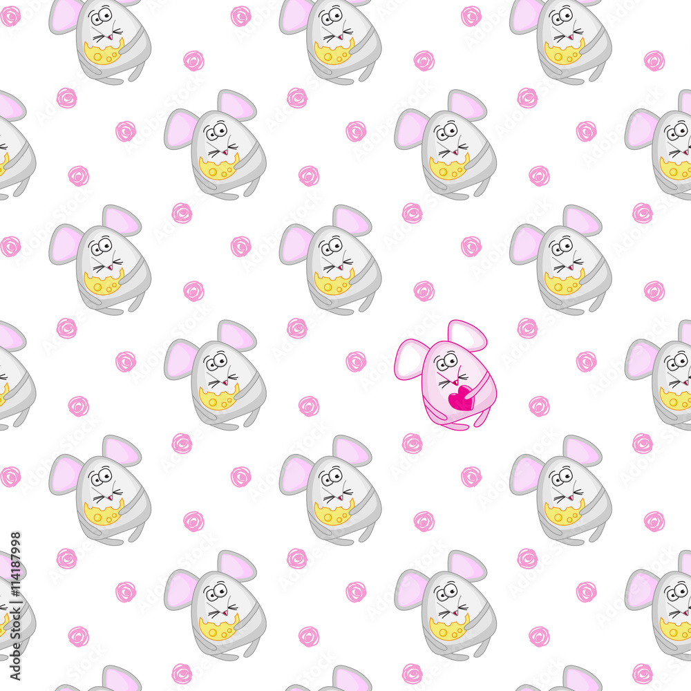 Seamless pattern with small gray mice. Seamless pattern with small gray mice.