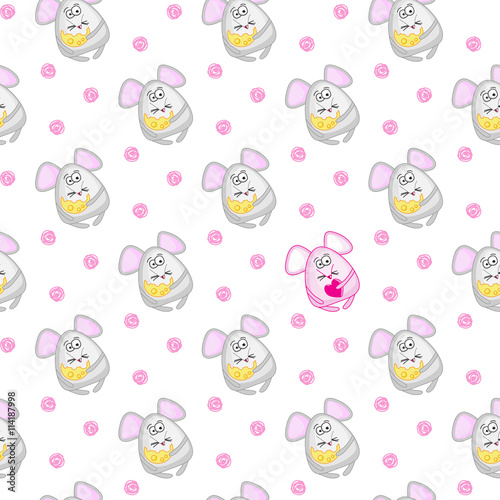 Seamless pattern with small gray mice.