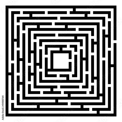 Silhouette of maze isolated on white background.