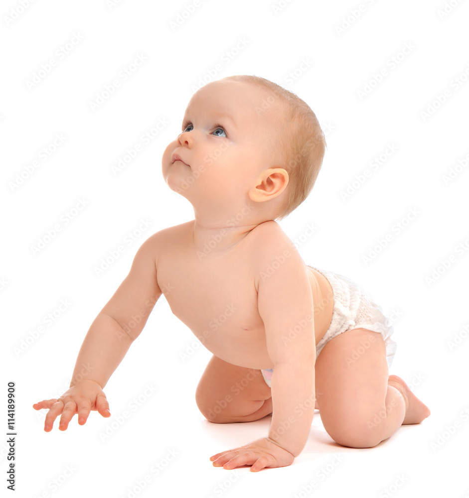 Infant child baby toddler sitting crawling happy smiling in diap Infant child baby toddler sitting crawling happy smiling in diap