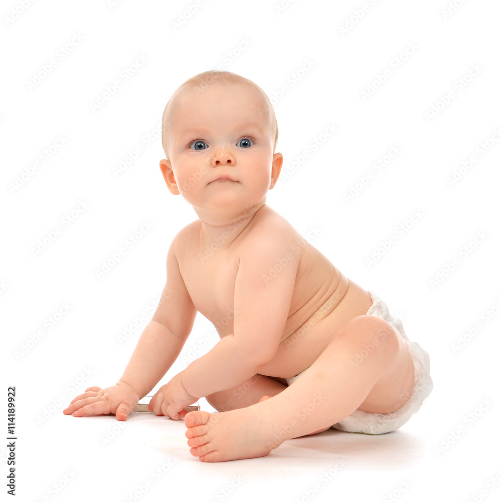 Six month Infant child baby toddler sitting and happy looking at Six month Infant child baby toddler sitting and happy looking at
