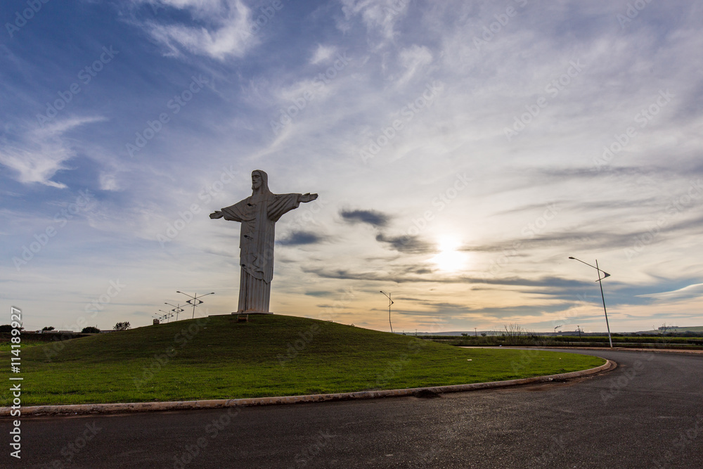 Pradopolis, Sao Paulo countryside State. Opened arms Christ statue Pradopolis, Sao Paulo countryside State. Opened arms Christ statue