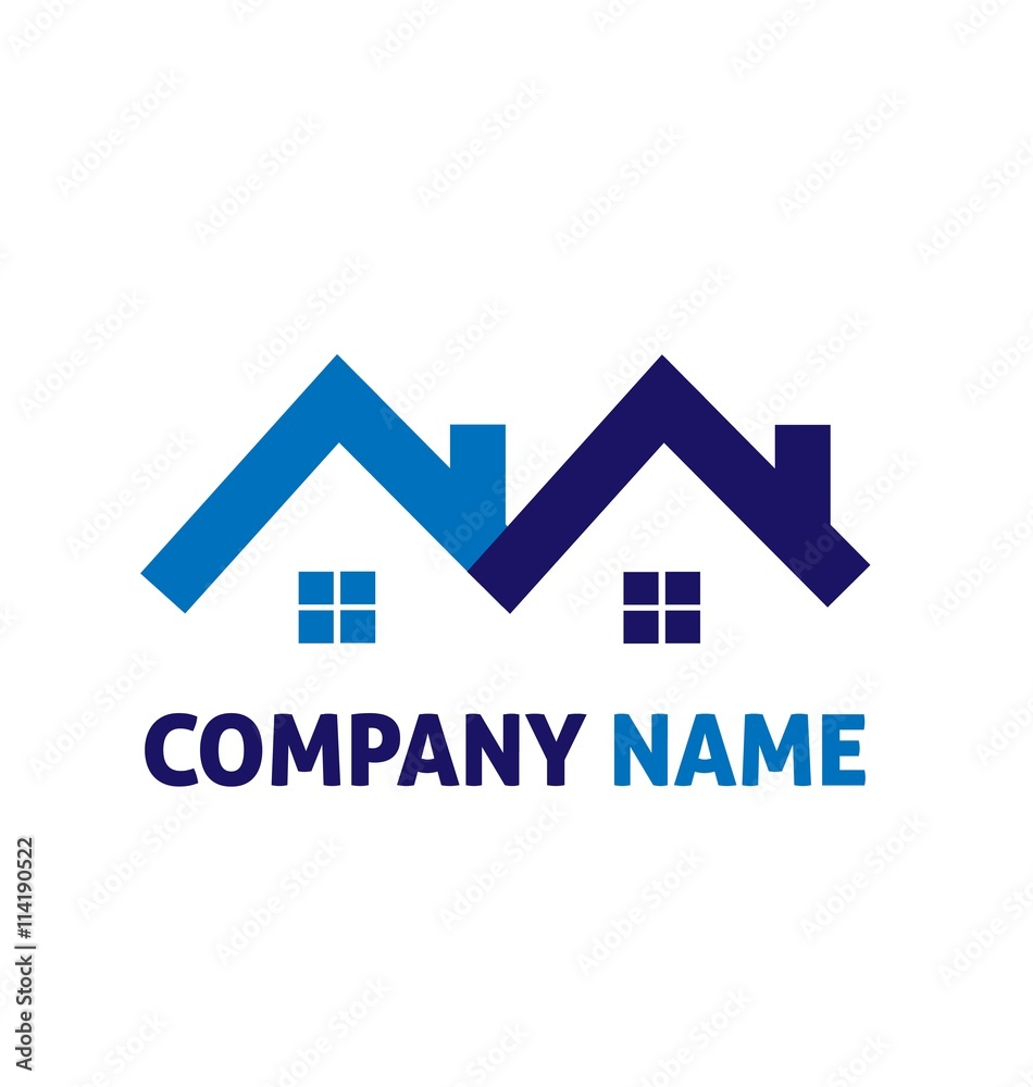 Blue houses real estate logo vector.