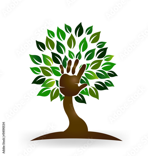 Tree hand symbol logo