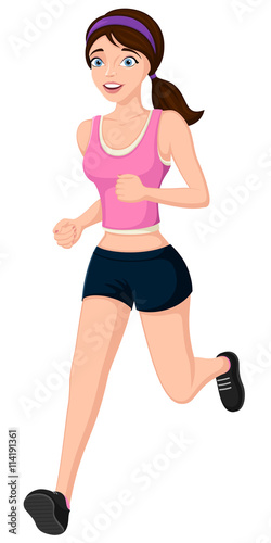 Vector illustration of a cartoon woman running.