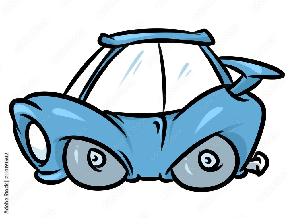 Blue car cartoon illustration isolated image technique Stock