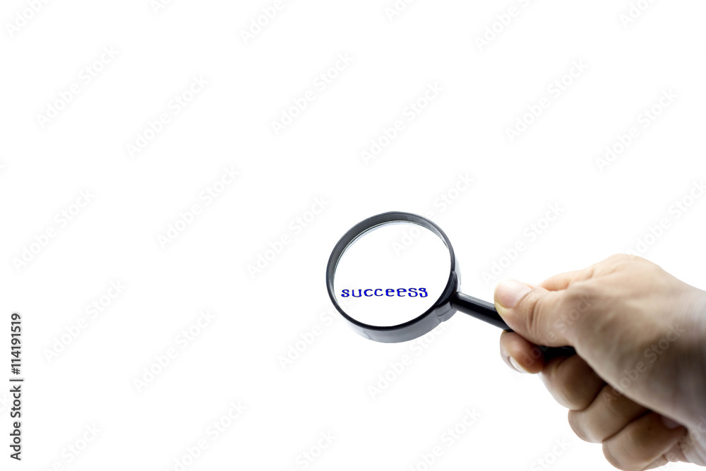 Business concept success letters under the magnifier isolated Business concept success letters under the magnifier isolated