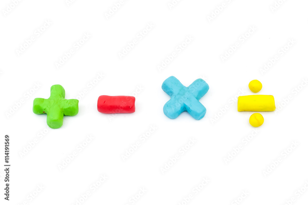 Obraz premium Plasticine Math operator symbol (plus, minus, multiplication and