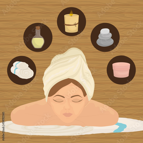 Woman cartoon. Spa center design. Vector graphic