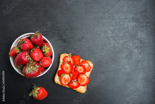 toast with feta and strawberries