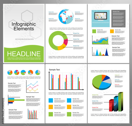 Business statistics infographics elements. Brochure design template. Flyer design template. 