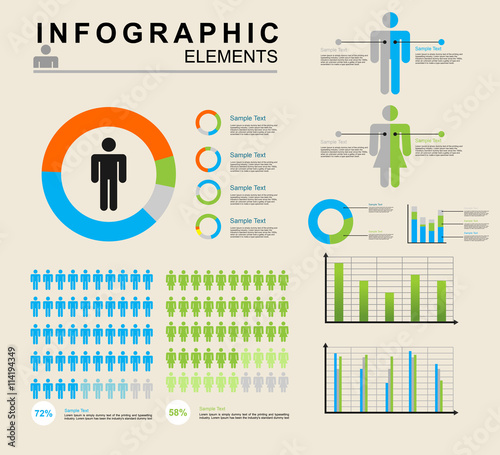 Human infographics elements vector illustration. Information Graphics
