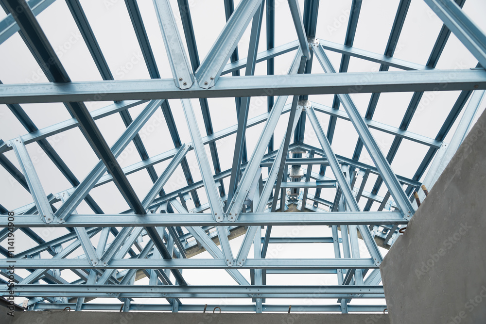 Structure of steel roof. Structure of steel roof.