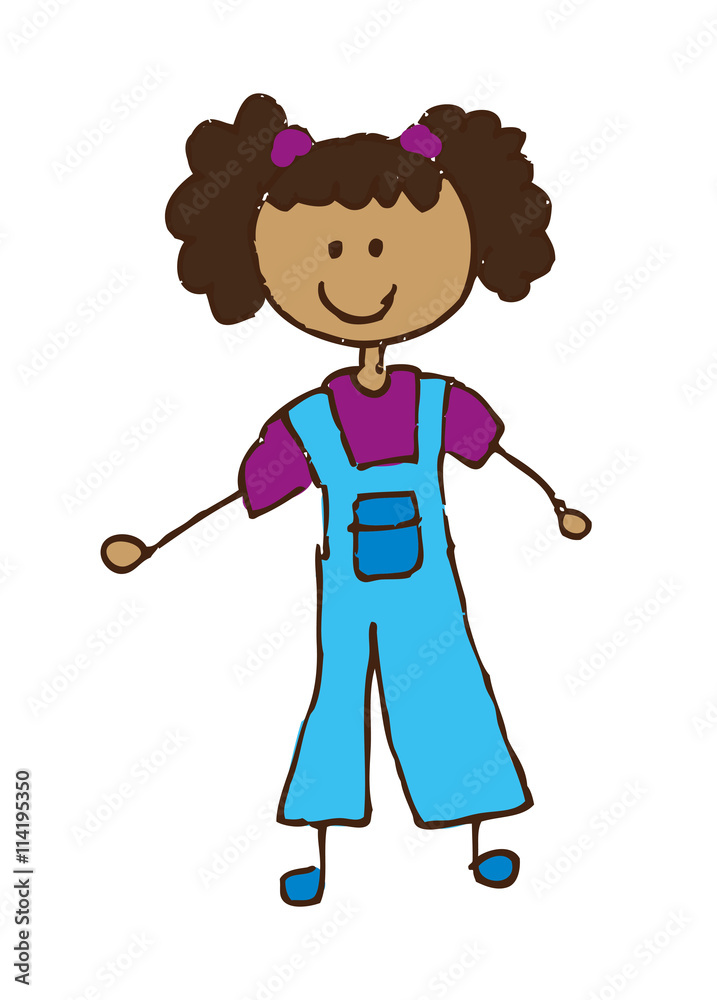 colorful drawing happy girl isolated icon design colorful drawing happy girl isolated icon design