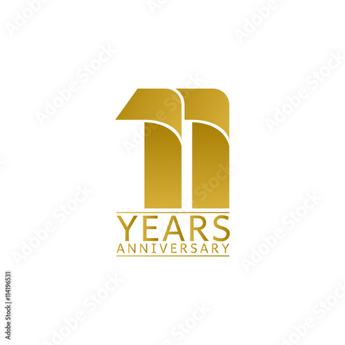 Simple Gold Anniversary Logo Vector Year 11