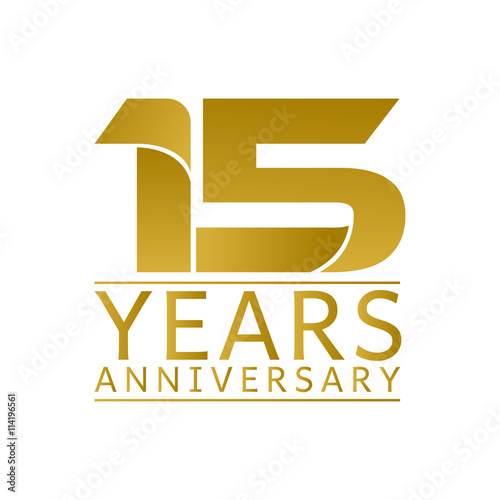 Simple Gold Anniversary Logo Vector Year 15
