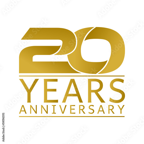 Simple Gold Anniversary Logo Vector Year 20