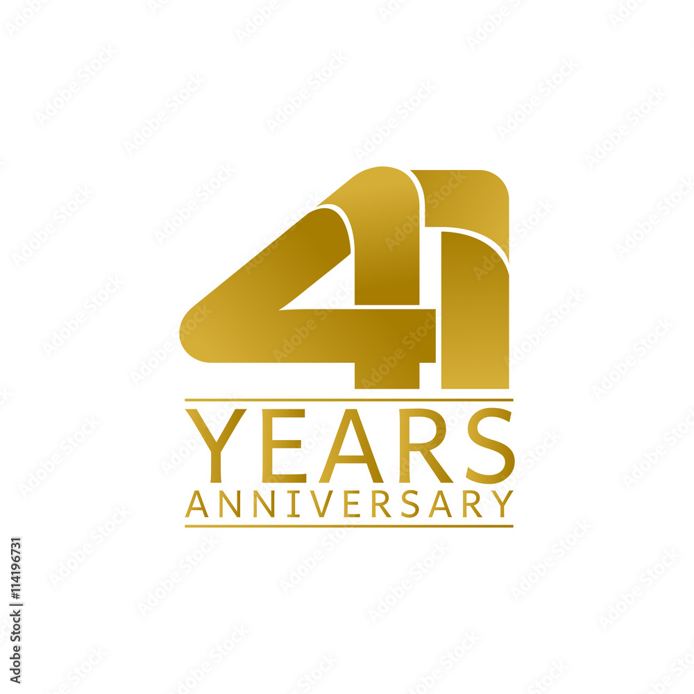 Simple Gold Anniversary Logo Vector Year 41 - obrazy, fototapety, plakaty 