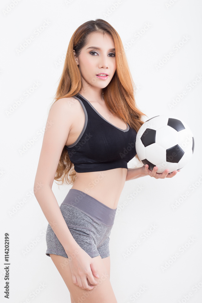 Young sexy woman with soccer ball Young sexy woman with soccer ball