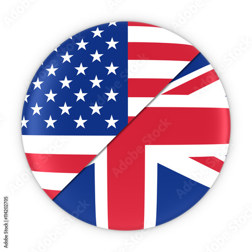 Free Download US and UK Relations - Badge Flag of USA and United Kingdom 3D Illustration - GFXLoad