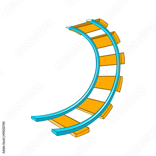 Roller coaster track icon in cartoon style