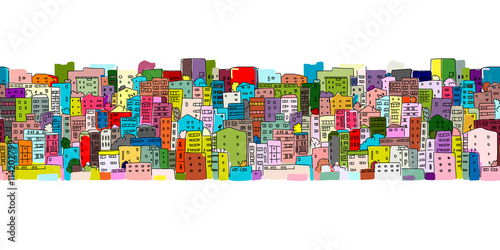 Abstract cityscape background, seamless pattern for your design