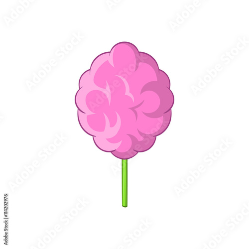 Pink cotton candy icon, cartoon style