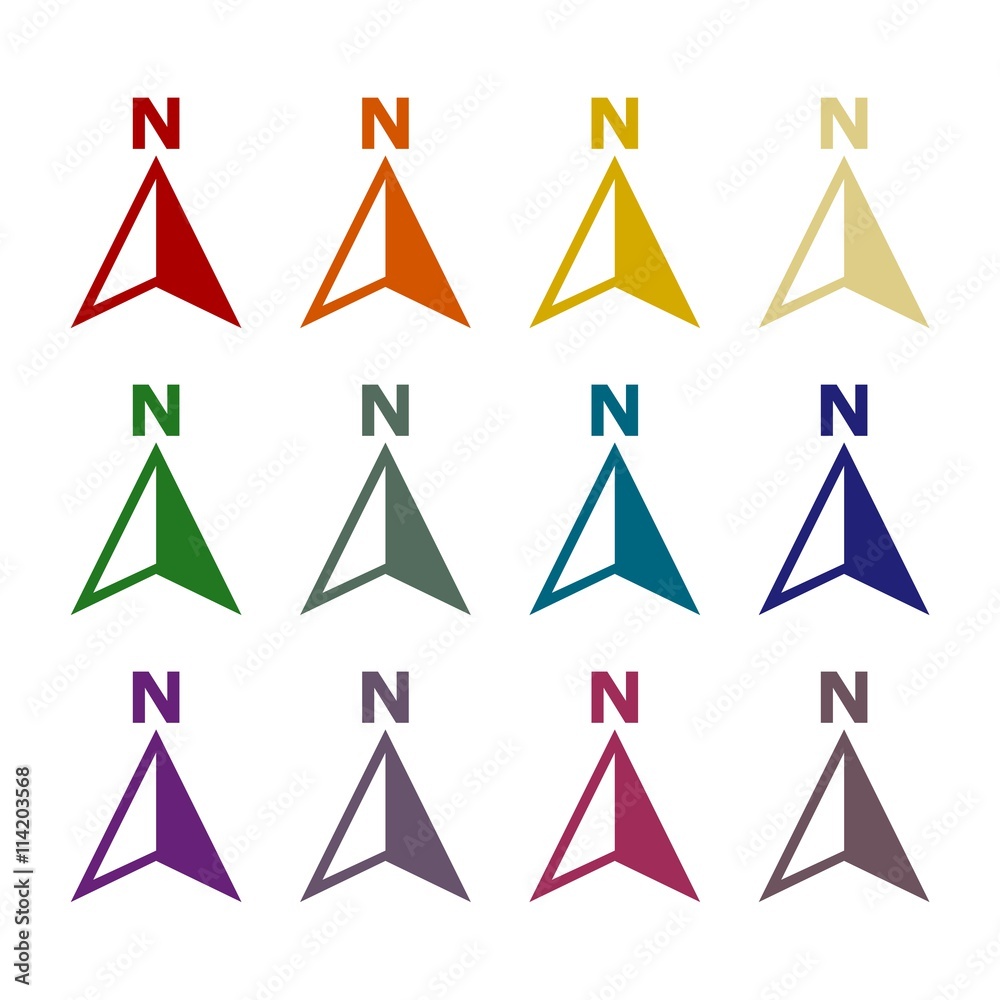 Vector north direction compass icons set Vector north direction compass icons set