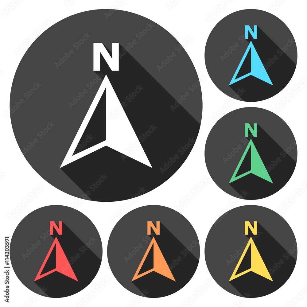 Vector north direction compass icons set with long shadow Stock Vector Adobe Stock