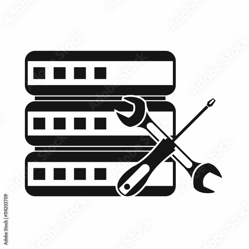 Database with screwdriver and spanner icon
