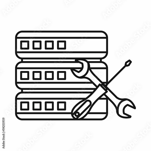 Database with screwdriver and spanner icon