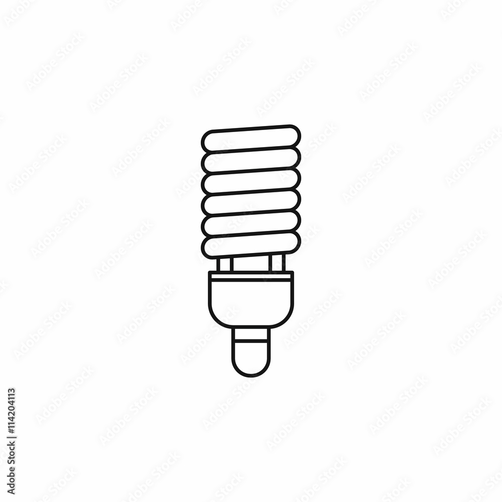 Fluorescent bulb icon, outline style Fluorescent bulb icon, outline style