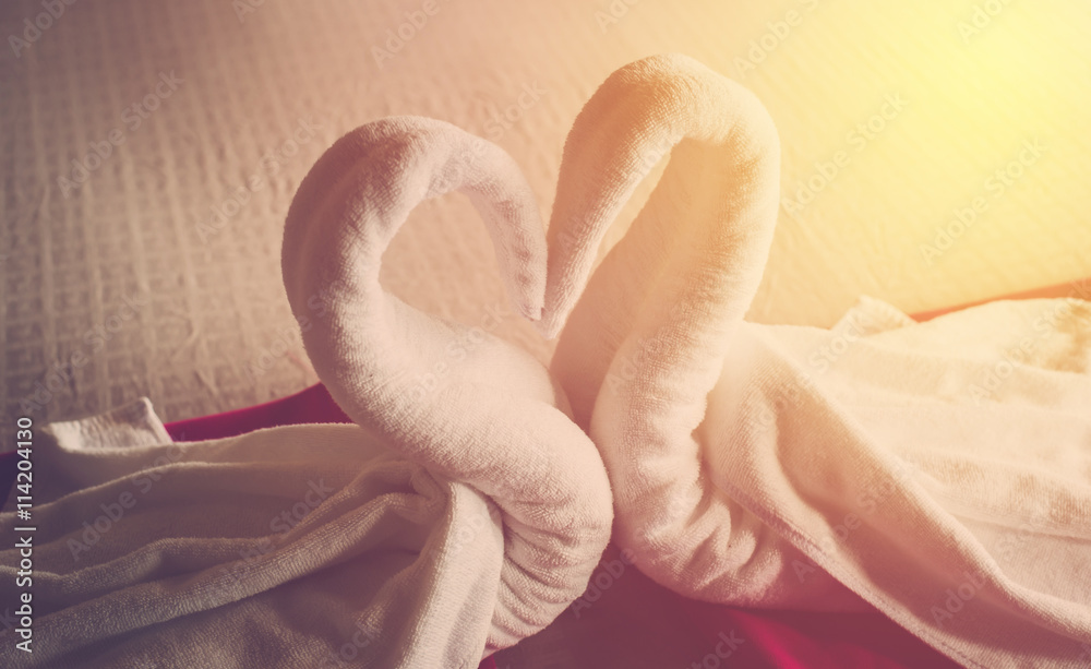 Obraz premium Towel made in heart shape